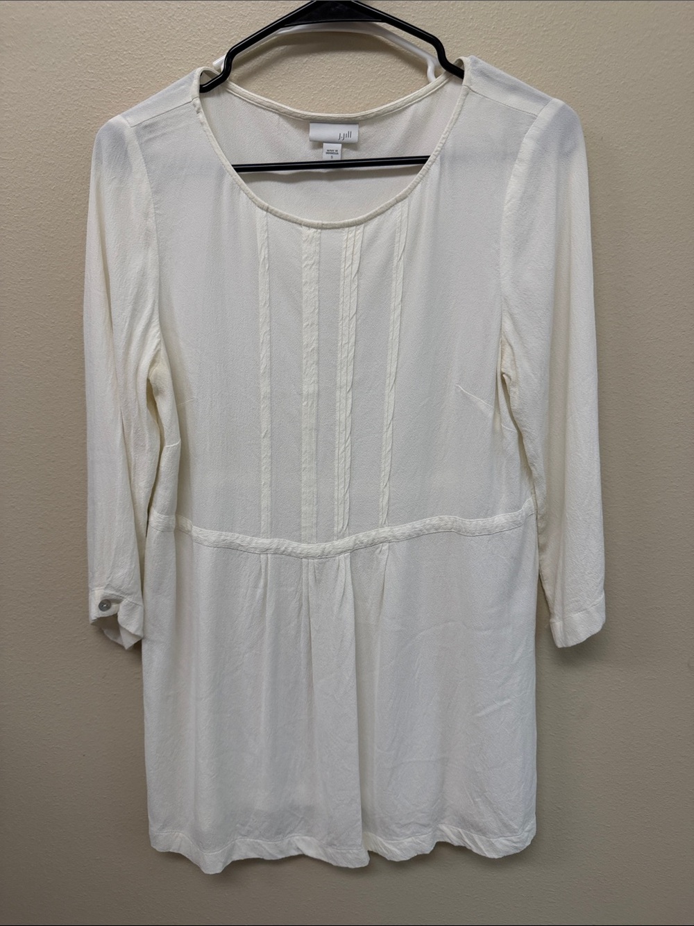 J. Jill Cream Peasant Tunic Top - Pintuck Detail